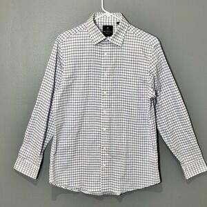 Ben Sherman Shirt Mens M 15-15.5 Blue White Stretch Tailoring Classic Preppy